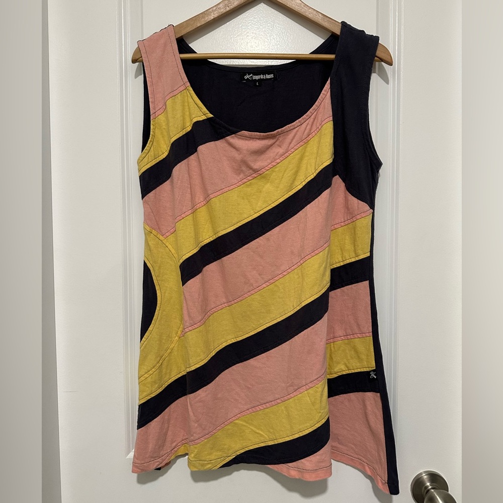 Leopards and Roses Cotton Striped Tunic Tank Top Made in Nepal Women’s  Large